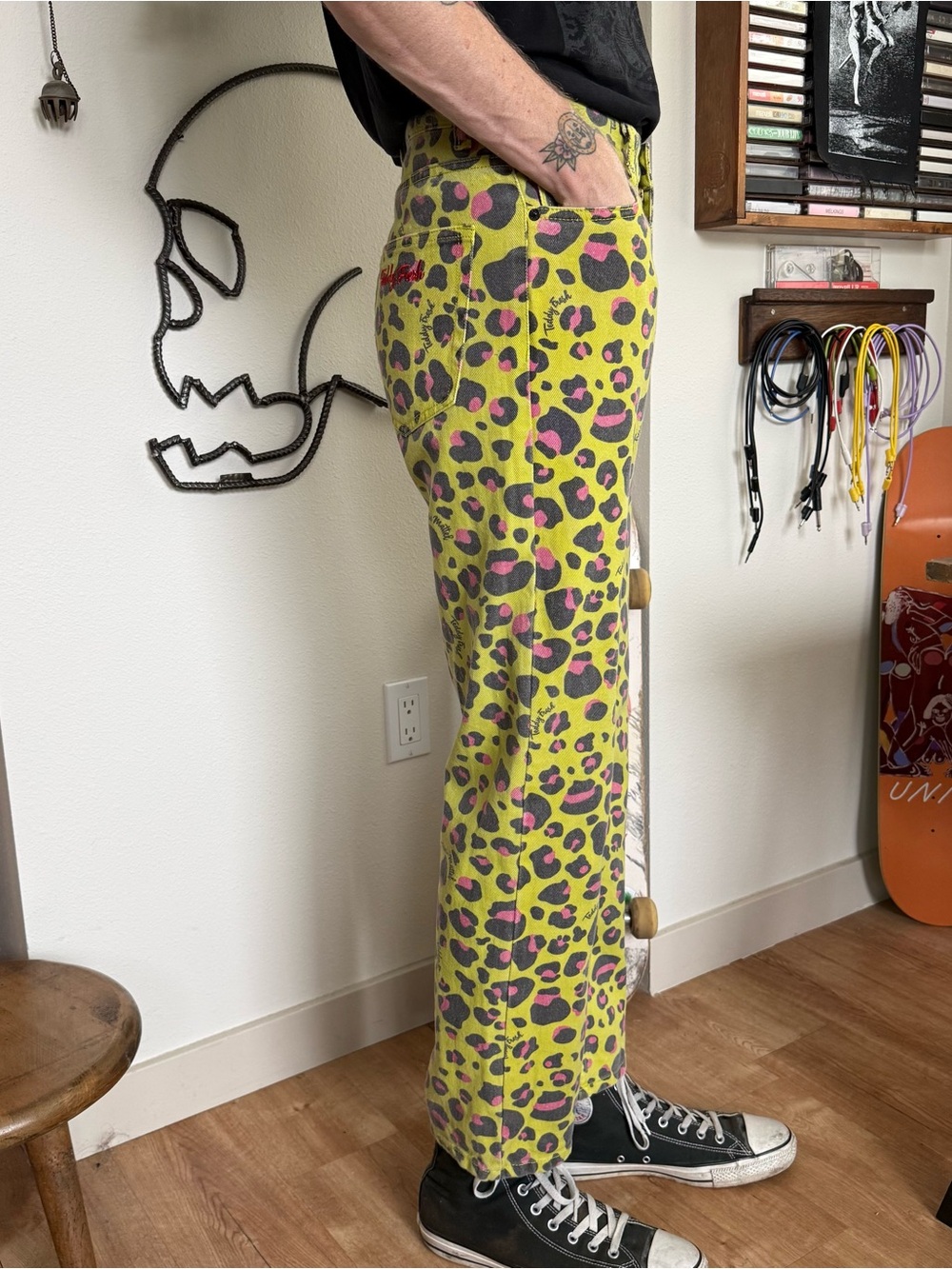 Teddy Fresh X Trixie Mattel Neon Leopard Print Pants ~ Size 30 X 29 - Picture 2 of 9